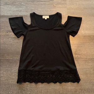Womens small black open sholder short sleeve